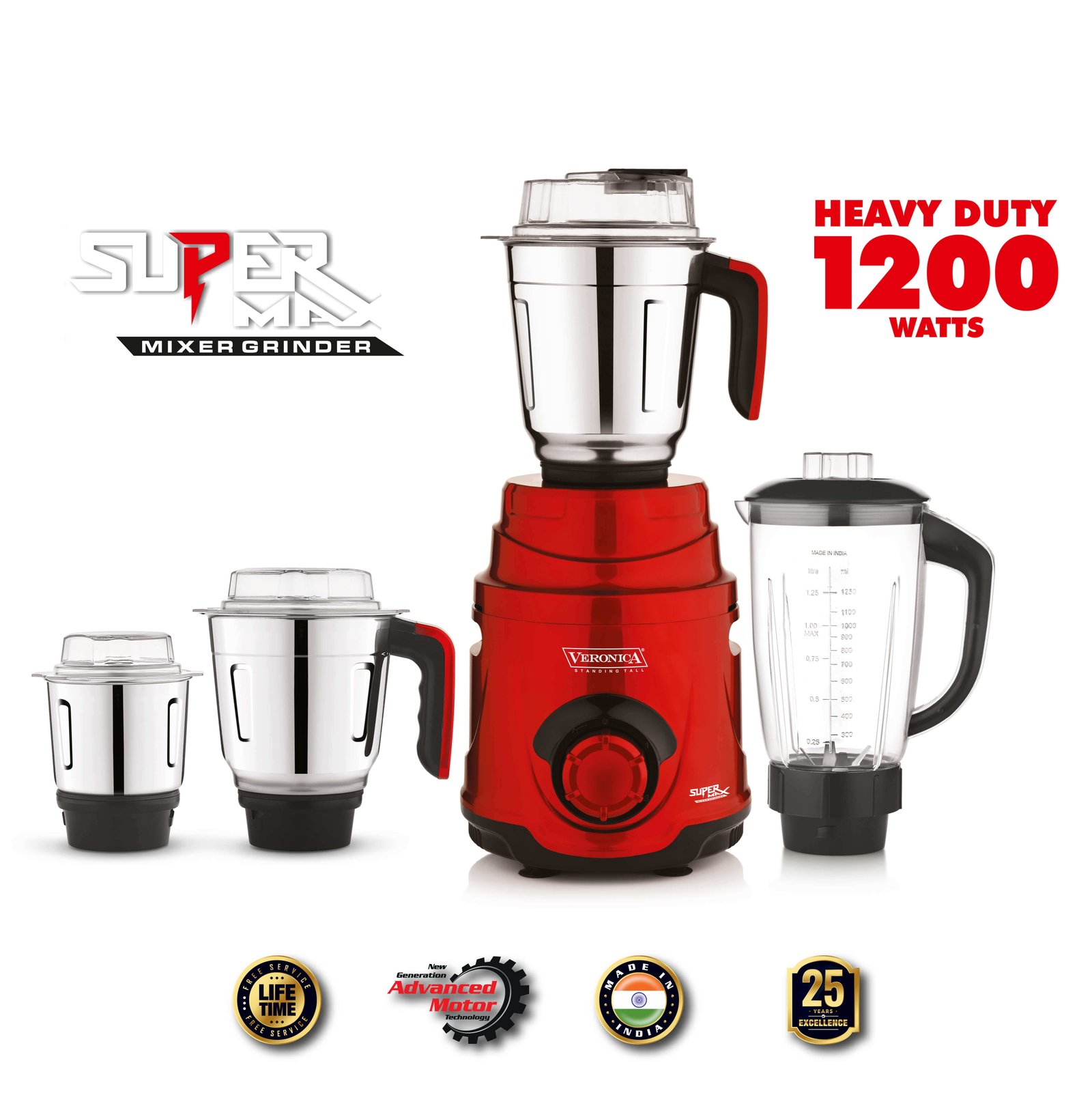 Veronica Super Max 1200W Mixer Grinder with 4 Jars