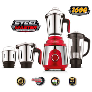 Veronica Steel Master 1600W Heavy Duty Mixer Grinder with 4 Jars and Advanced Motor